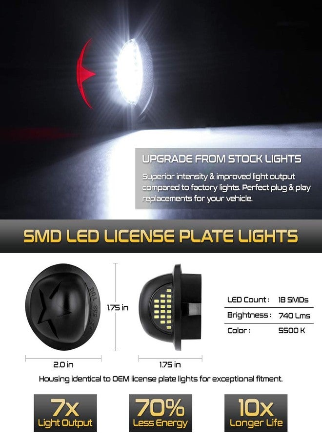 VIPMOTOZ مجموعة مصابيح لوحة ترخيص VIPMOTOZ Patriot Red Star LED كاملة بتقنية LED، زوج بديل لسيارات فورد F150 وF250 وF350 سوبر ديوتي ورينجر وإكسبلورر وبرونكو وإكسكيرجن وإكسبيديشن - Image 2